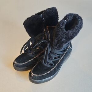 BareTraps Black Faux Fur Boots